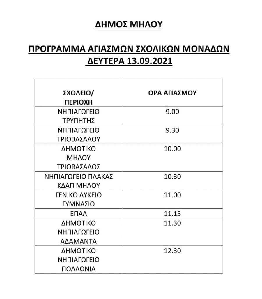 agiasmos programma 2021