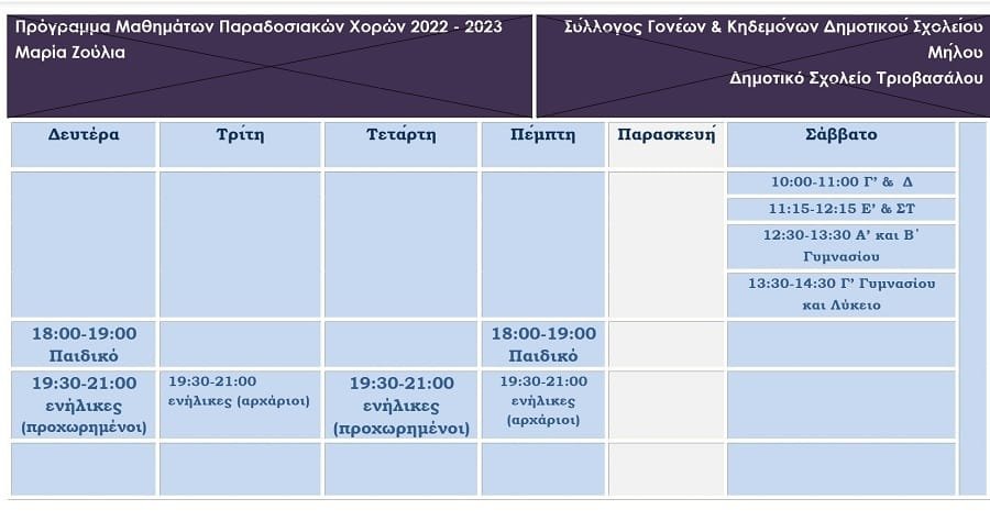 paradosiakoi xoroi programma 2022